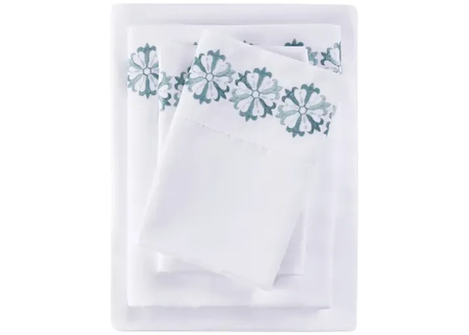 Gracie Mills Luca 4-Peice Embroidered Soft Brushed Microfiber Sheet Set