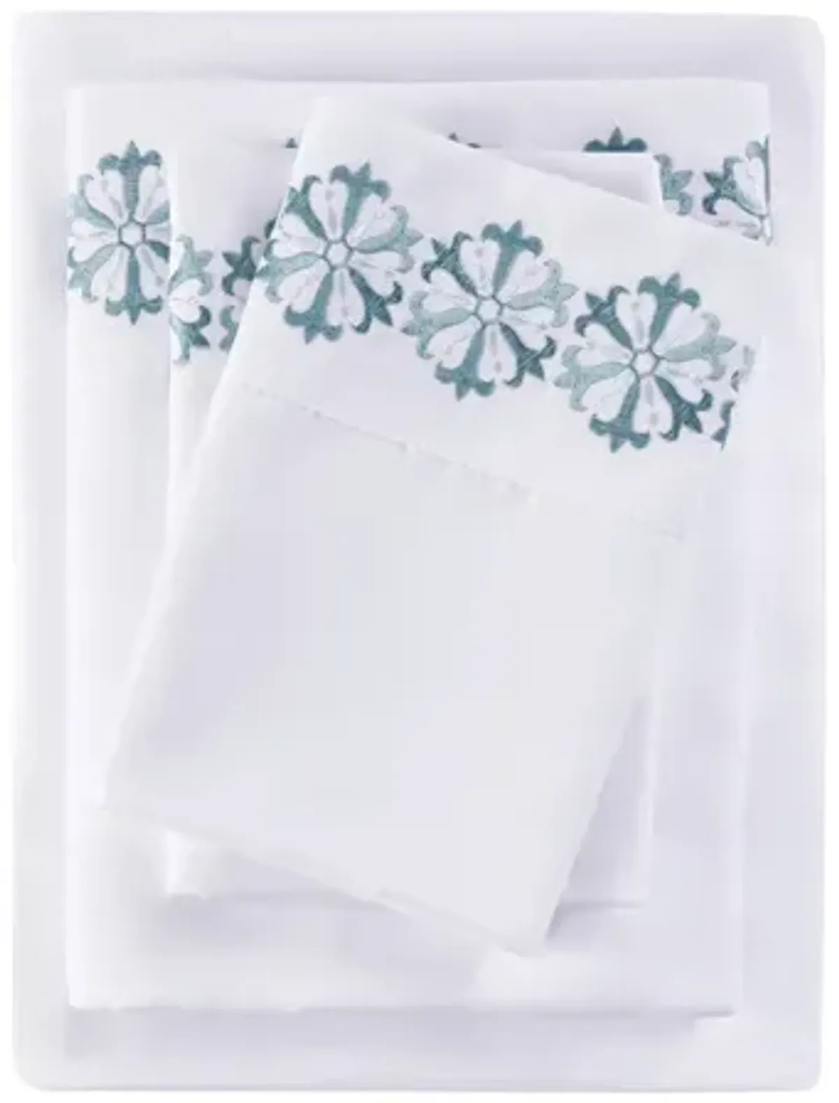 Gracie Mills Luca 4-Peice Embroidered Soft Brushed Microfiber Sheet Set