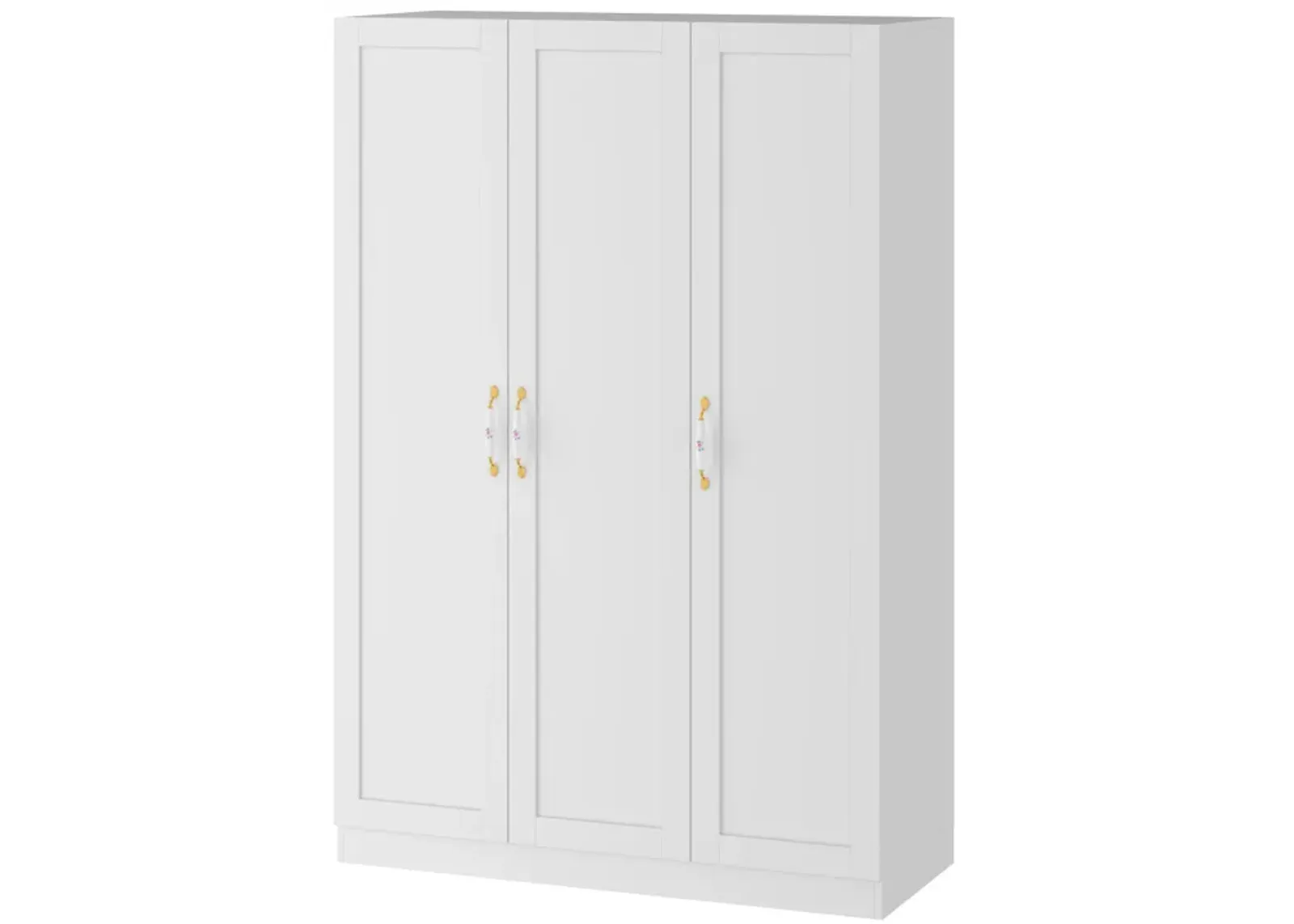 Wardrobe Armoire with Hanging Rod 3 Door Armoire Wardrobe Closet White