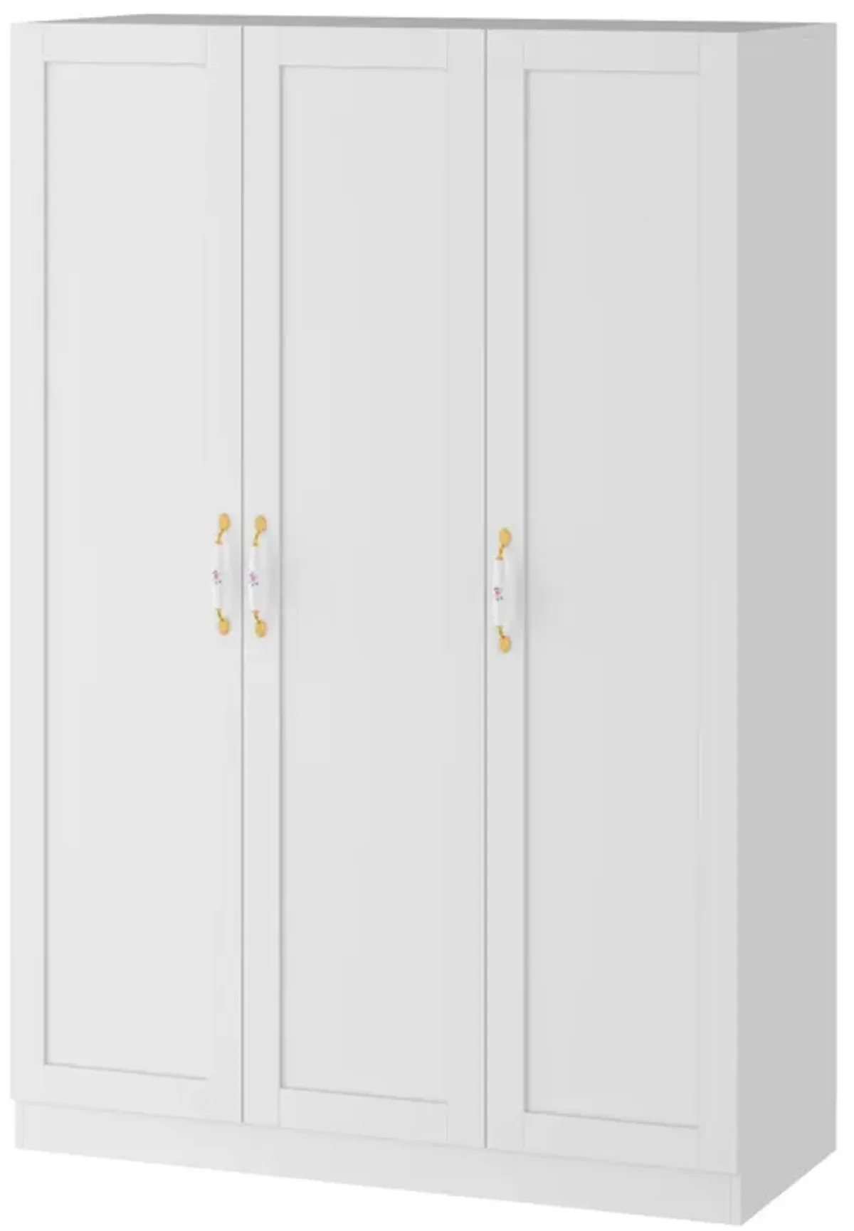 Wardrobe Armoire with Hanging Rod 3 Door Armoire Wardrobe Closet White