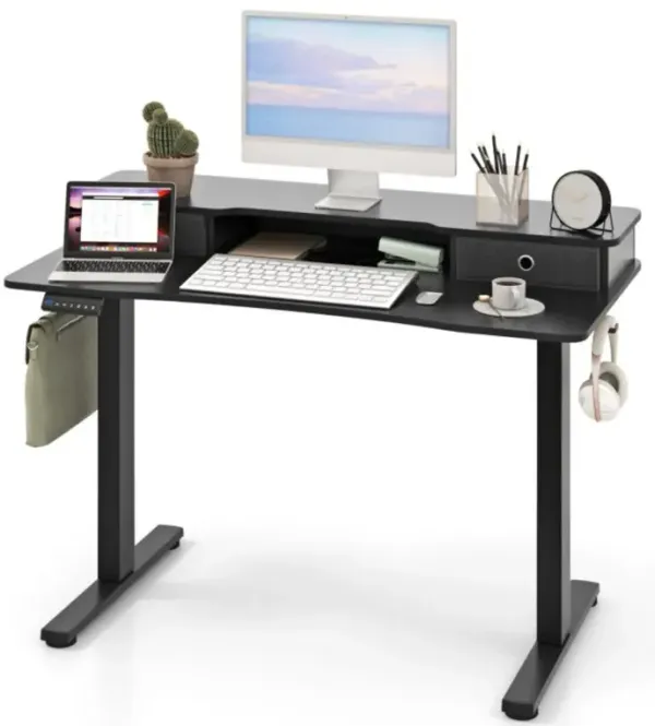 Hivvago 48 Inch x 24 Inch Height Adjustable Electric Standing Desk with 2 Drawers