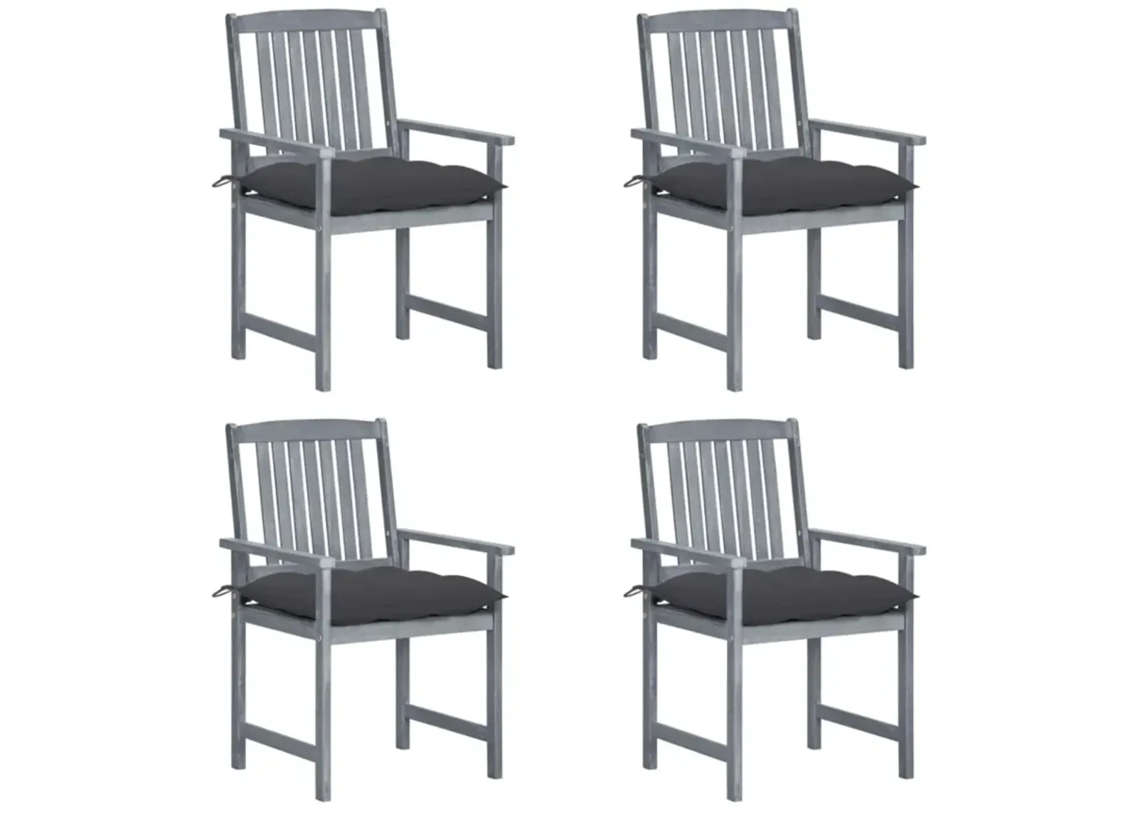 vidaXL Director's Chairs with Cushions 4 pcs Gray Solid Acacia Wood