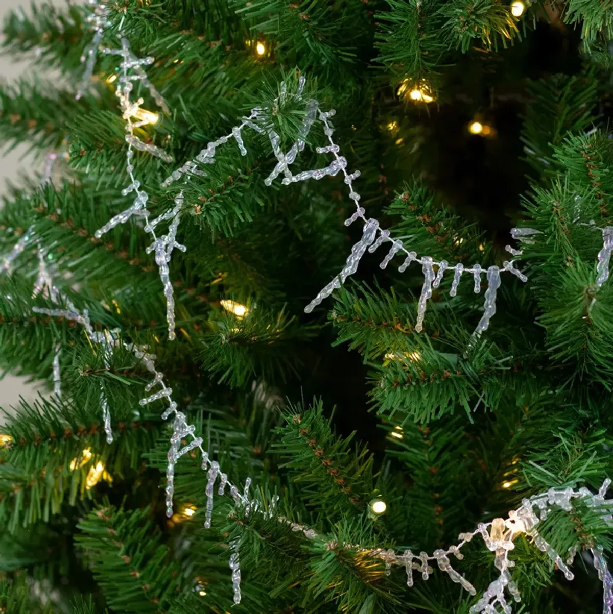 8' x 2.5" Clear Iridescent Icicle Beaded Artificial Christmas Garland - Unlit