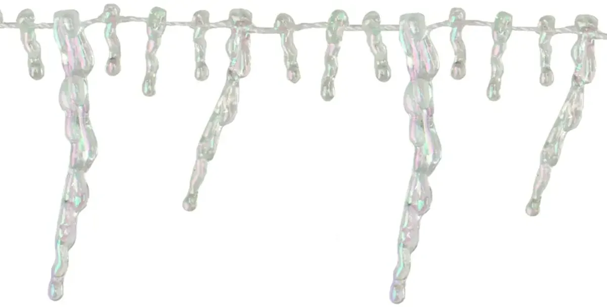 8' x 2.5" Clear Iridescent Icicle Beaded Artificial Christmas Garland - Unlit