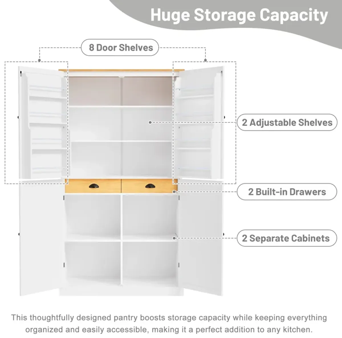 Merax High Freestanding Kitchen Pantry Storage Cabinet