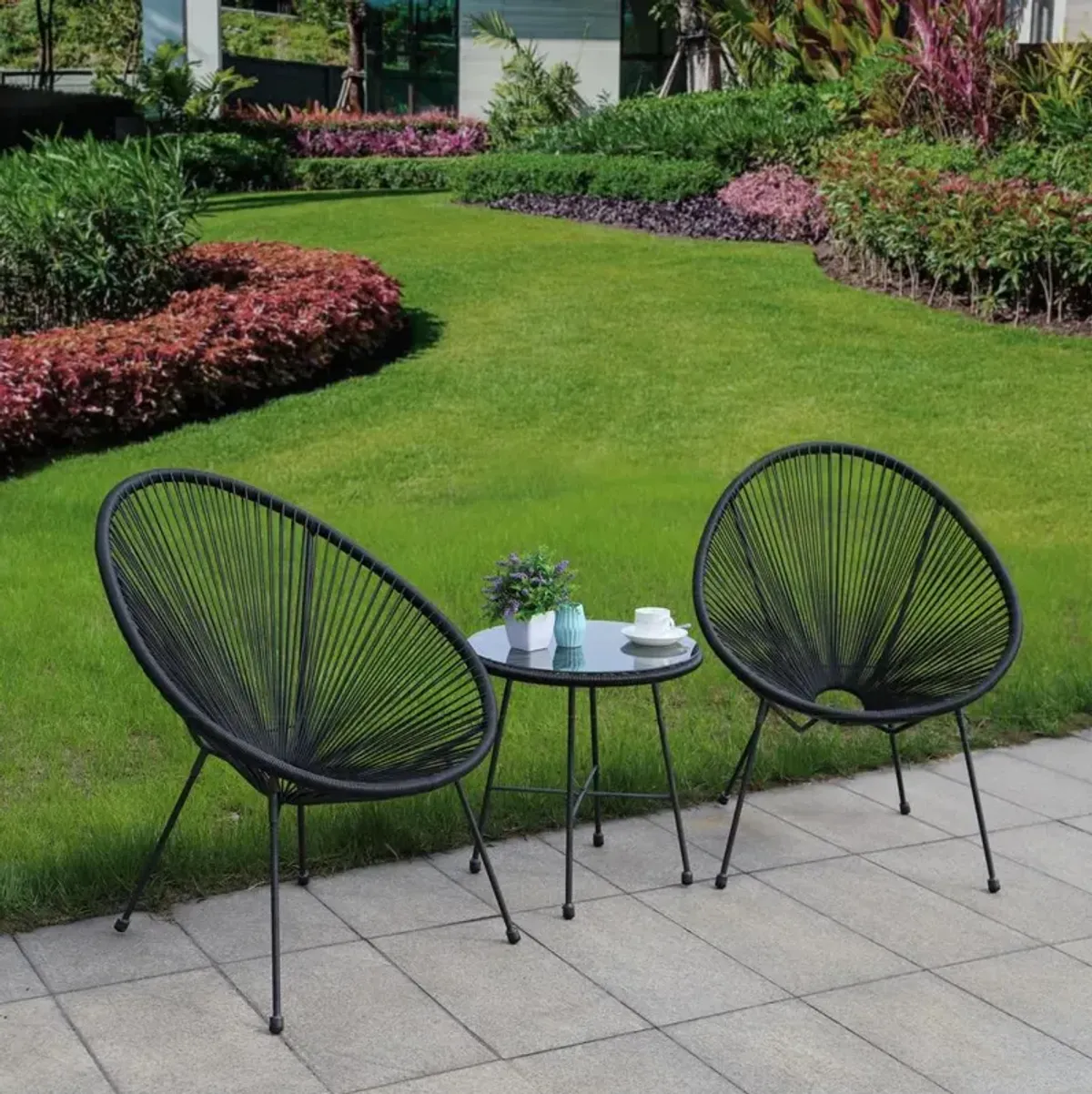 DUKAP Sassio 3 piece Conversation Patio Set - Black