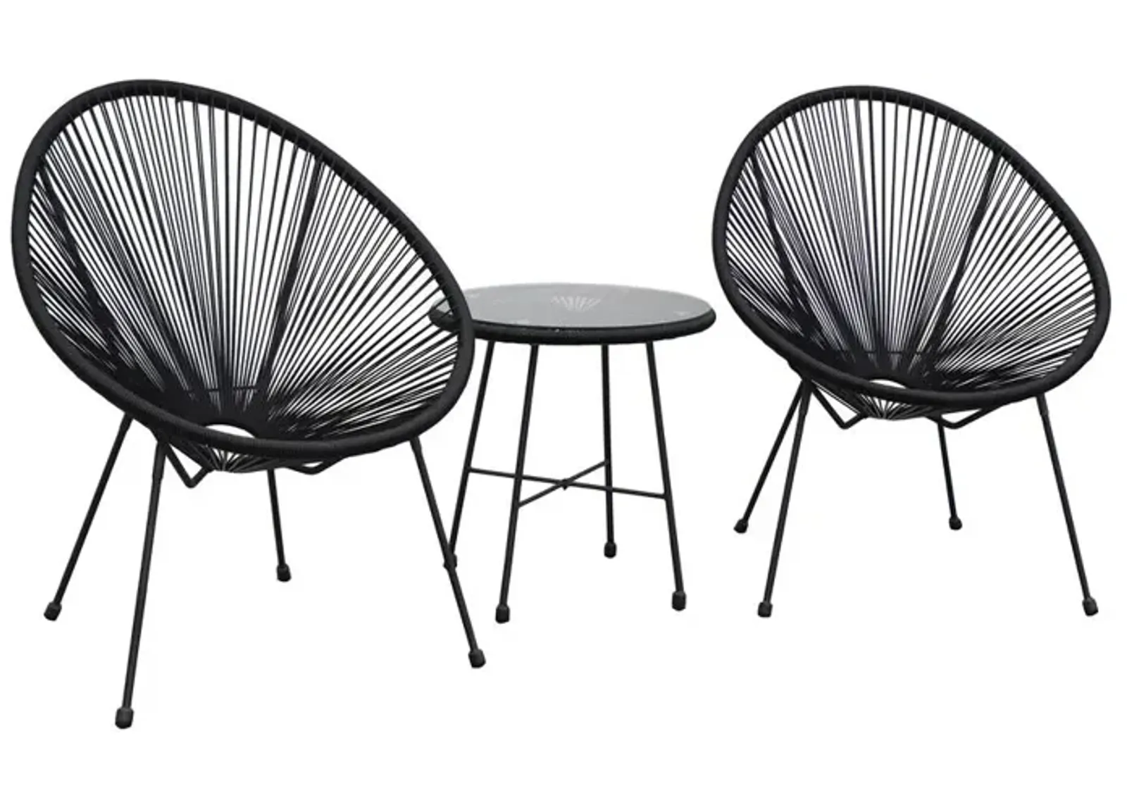 DUKAP Sassio 3 piece Conversation Patio Set - Black