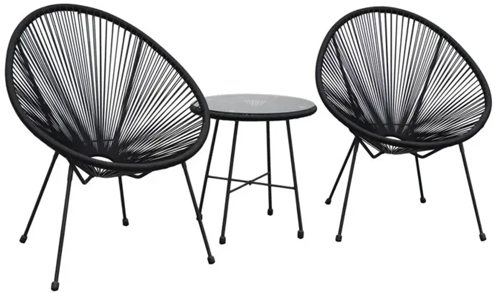 DUKAP Sassio 3 piece Conversation Patio Set - Black