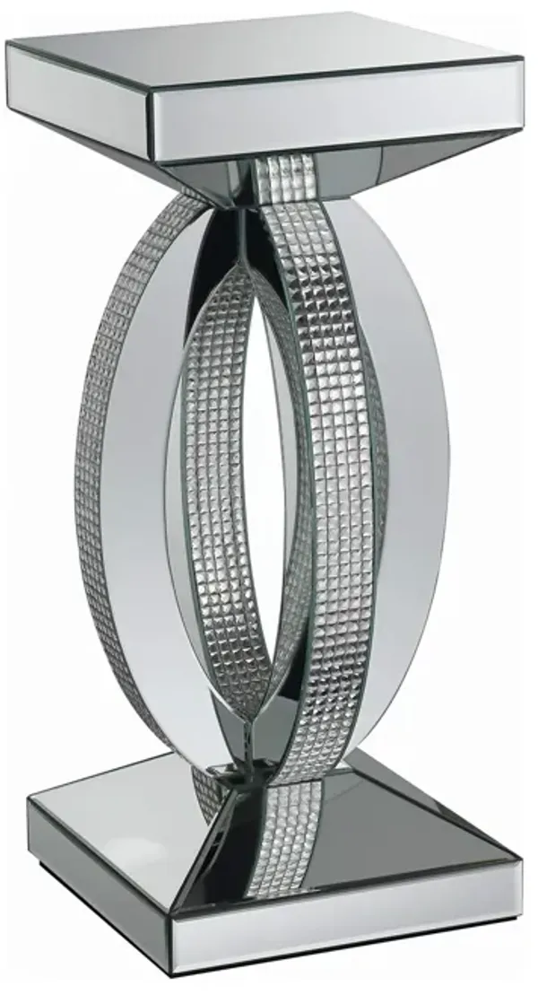 Coaster Furniture Avonlea Square Lower Shelf Clear Mirror End Table 12.25" D x 12.25" W x 27.75" H Silver 722517