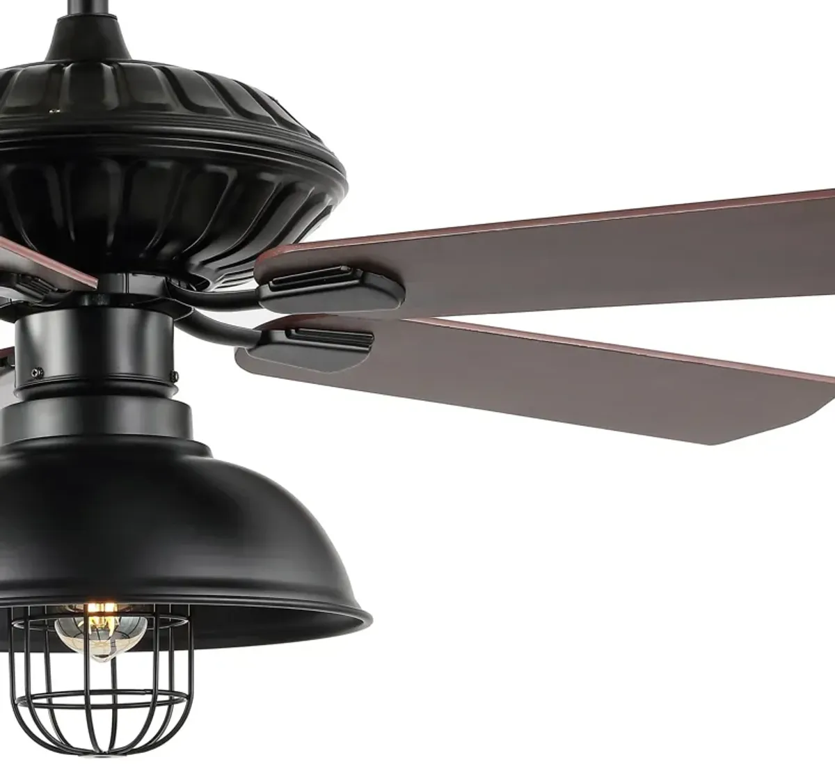 Ashton 1-Light Farmhouse Industrial Iron Dome Shade LED Ceiling Fan With Remote