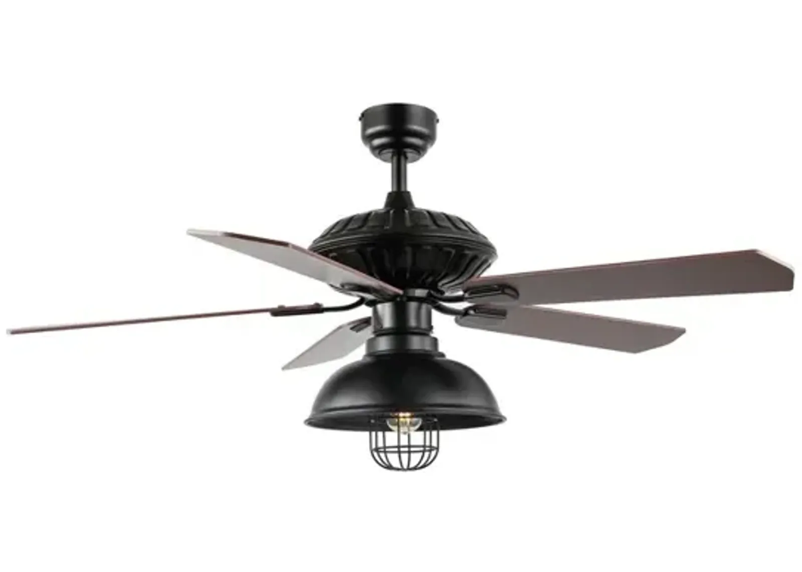 Ashton 1-Light Farmhouse Industrial Iron Dome Shade LED Ceiling Fan With Remote