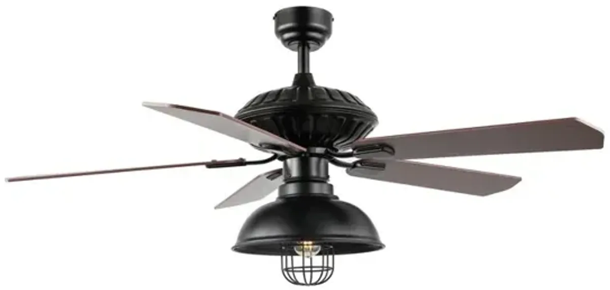 Ashton 1-Light Farmhouse Industrial Iron Dome Shade LED Ceiling Fan With Remote