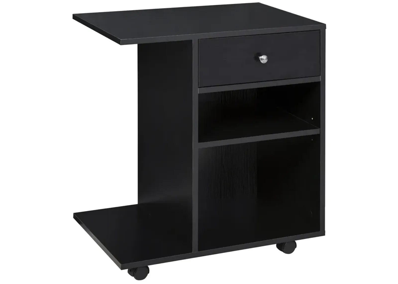 Black Office Helper: Mobile File Cabinet/Printer Stand with CPU Holder