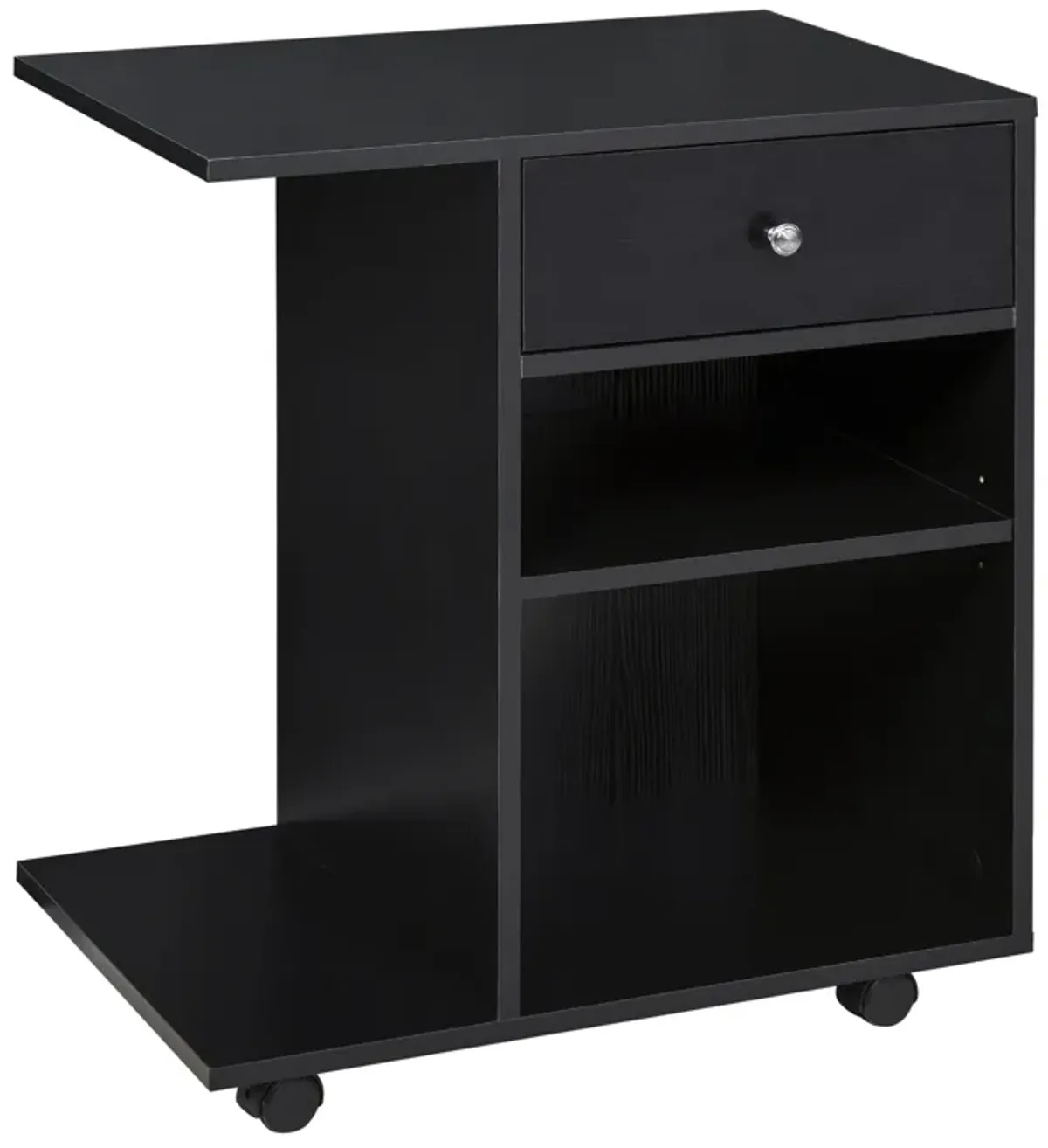 Black Office Helper: Mobile File Cabinet/Printer Stand with CPU Holder