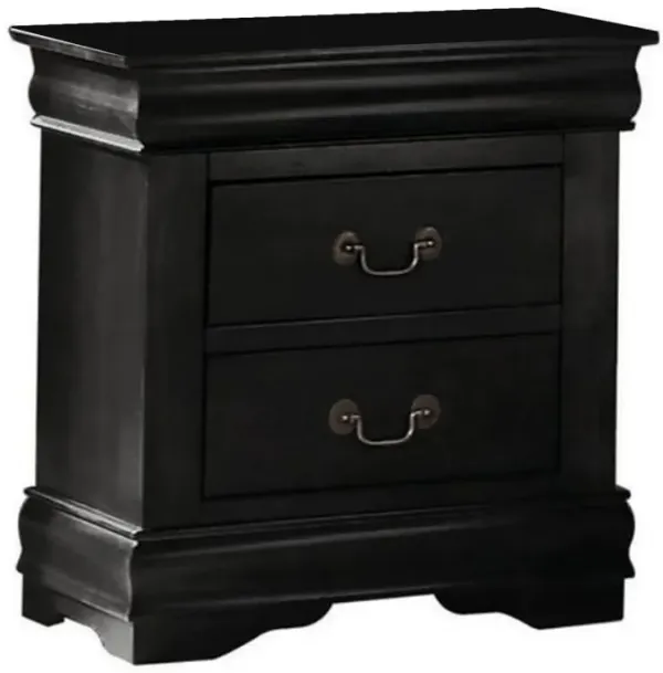 Wooden Nightstand with Two Drawers, Black-Benzara