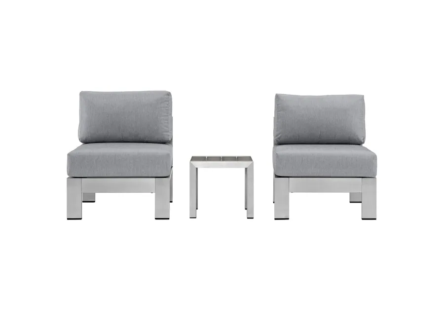 Shore Outdoor Patio Collection: Durable Aluminum Sectional Sofa Set for Outdoor Relaxation - Silver Gray