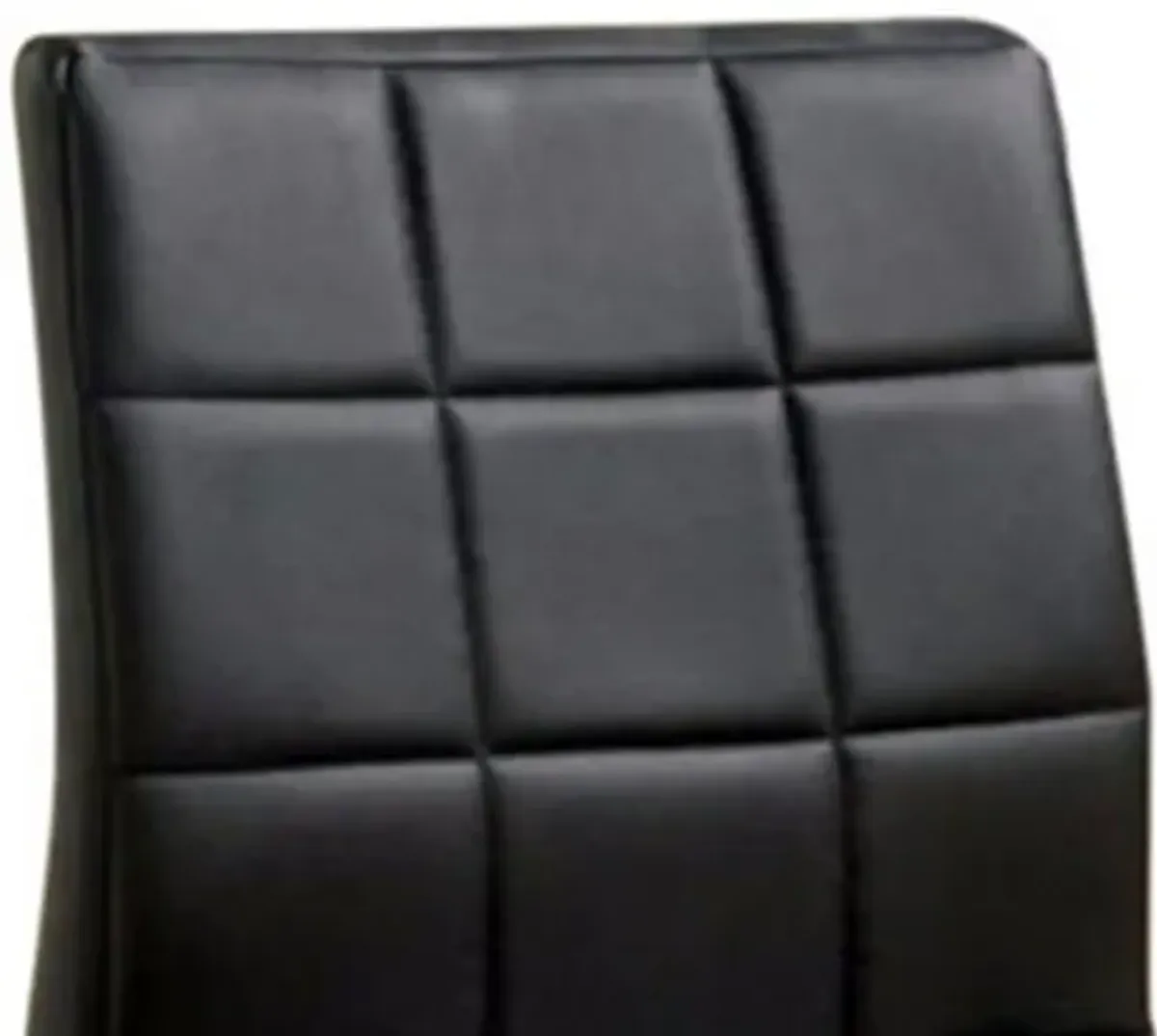 19 Inch Metal Dining Chair, Black Faux Leather, Square Tufting, Set of 2-Benzara