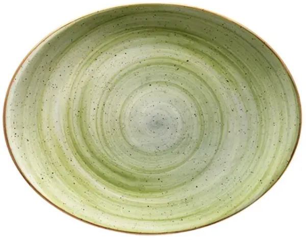 Therapy 12.25" x 9.5" x h:1" Oval Green Porcelain Platter