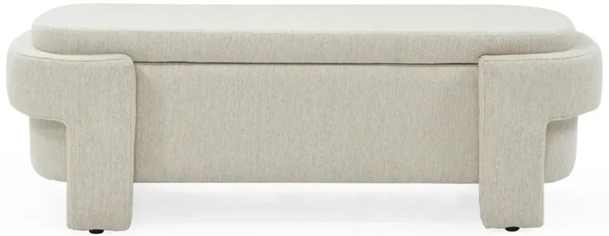 Gewnee Linen Fabric Upholstered Bench with Large Storage Space for the Living Room, Entryway and Bedroom,Beige