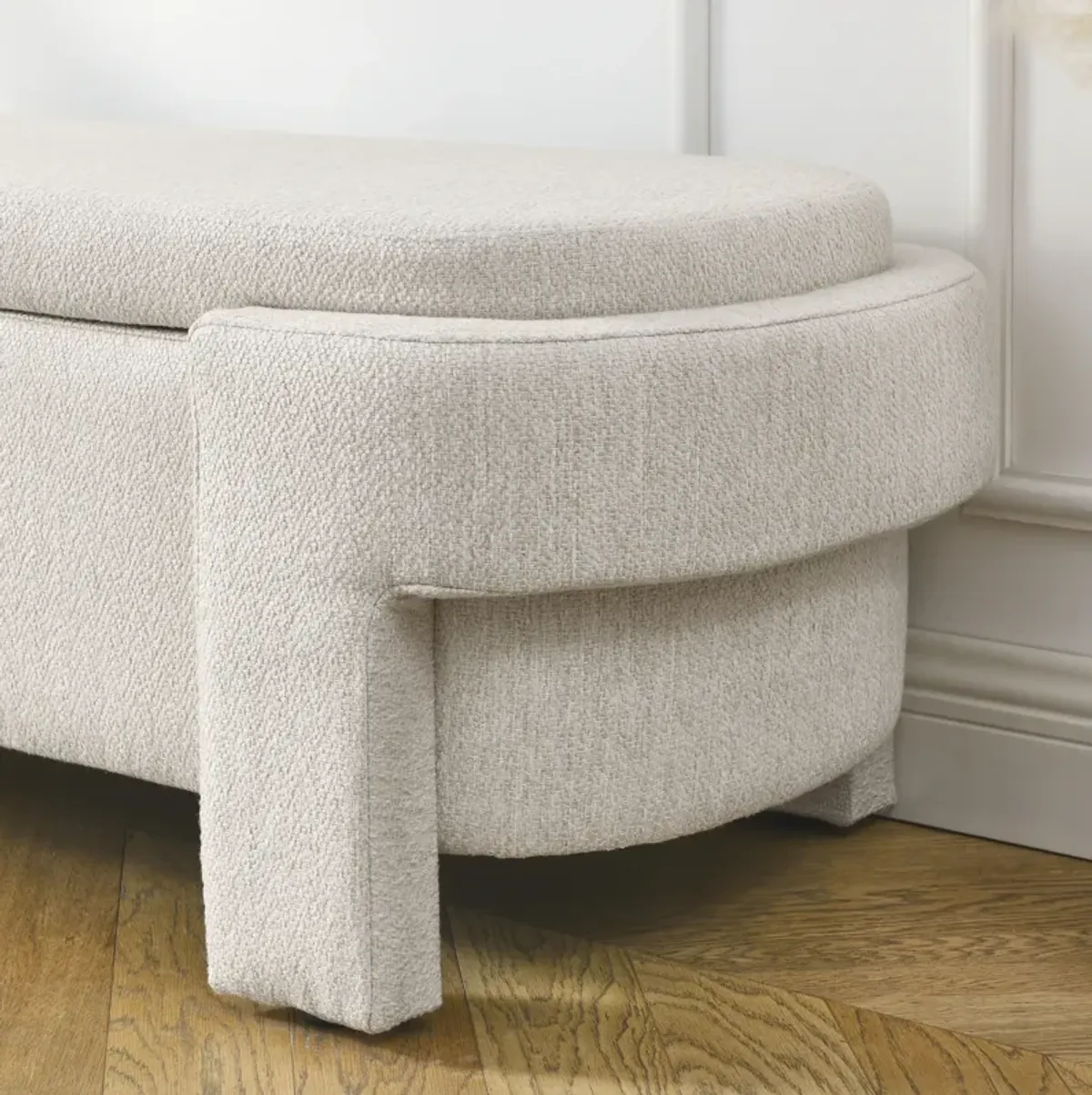 Gewnee Linen Fabric Upholstered Bench with Large Storage Space for the Living Room, Entryway and Bedroom,Beige