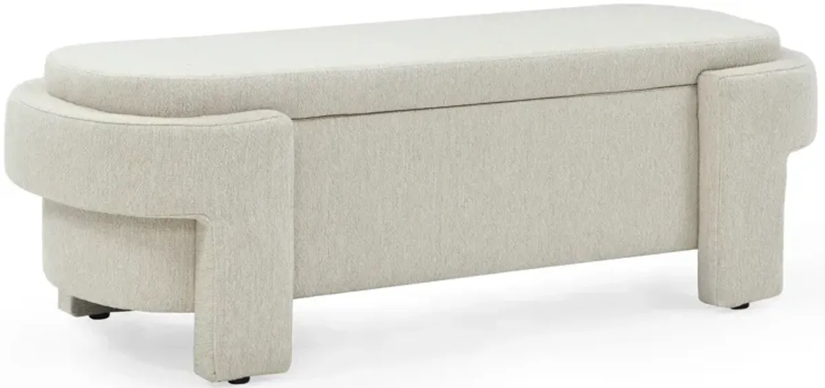 Gewnee Linen Fabric Upholstered Bench with Large Storage Space for the Living Room, Entryway and Bedroom,Beige