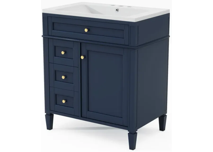 Modern Bathroom Vanity with Adjustable Shelf and Tip-Out Drawer