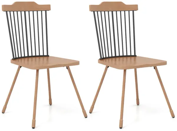 Stylish Dining Chairs with Spindle Back and Ergonomic Contoured Seat, Set of 2