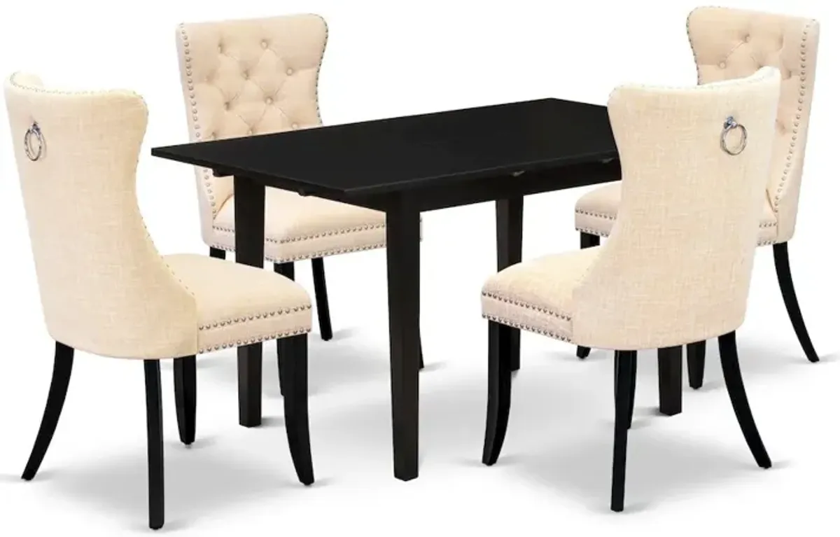 5 Piece Dining Set Contains a Rectangle Wooden Table with Butterfly Leaf