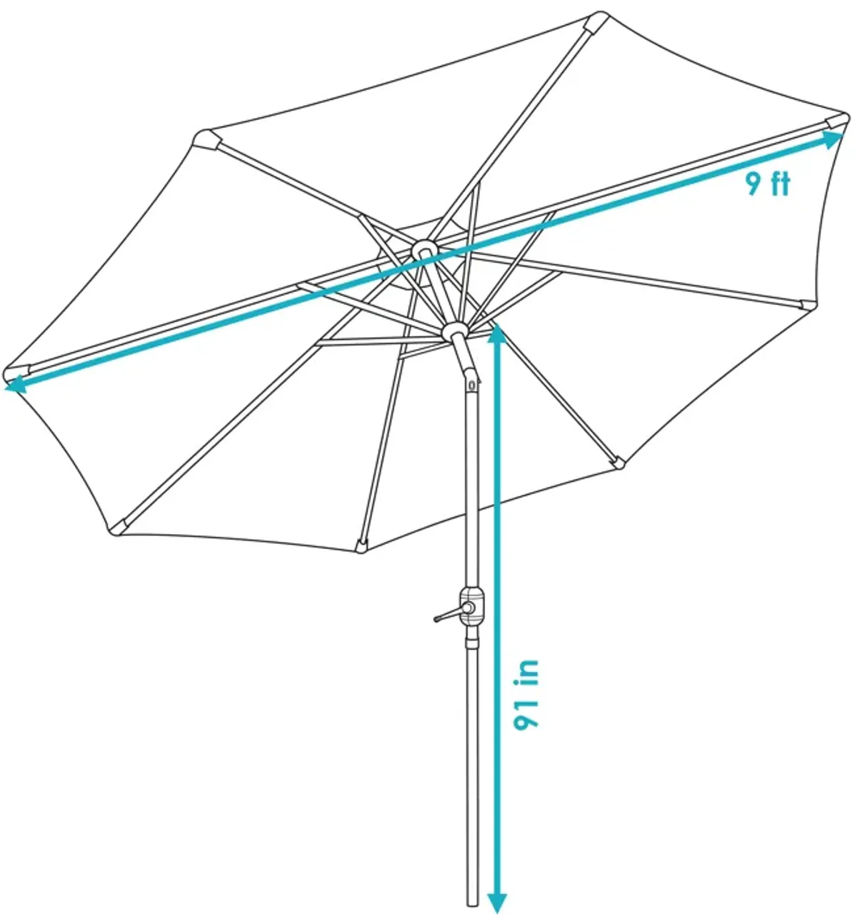 Sunnydaze 9 ft Aluminum Patio Umbrella with Tilt and Crank