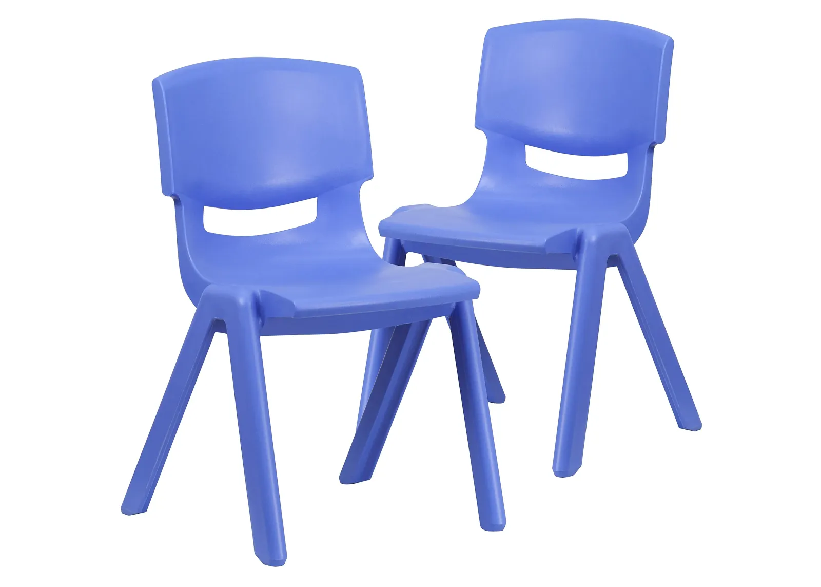 Flash Furniture Whitney 2 Pack Blue Plastic Stackable School Chair with 15.5" Seat Height