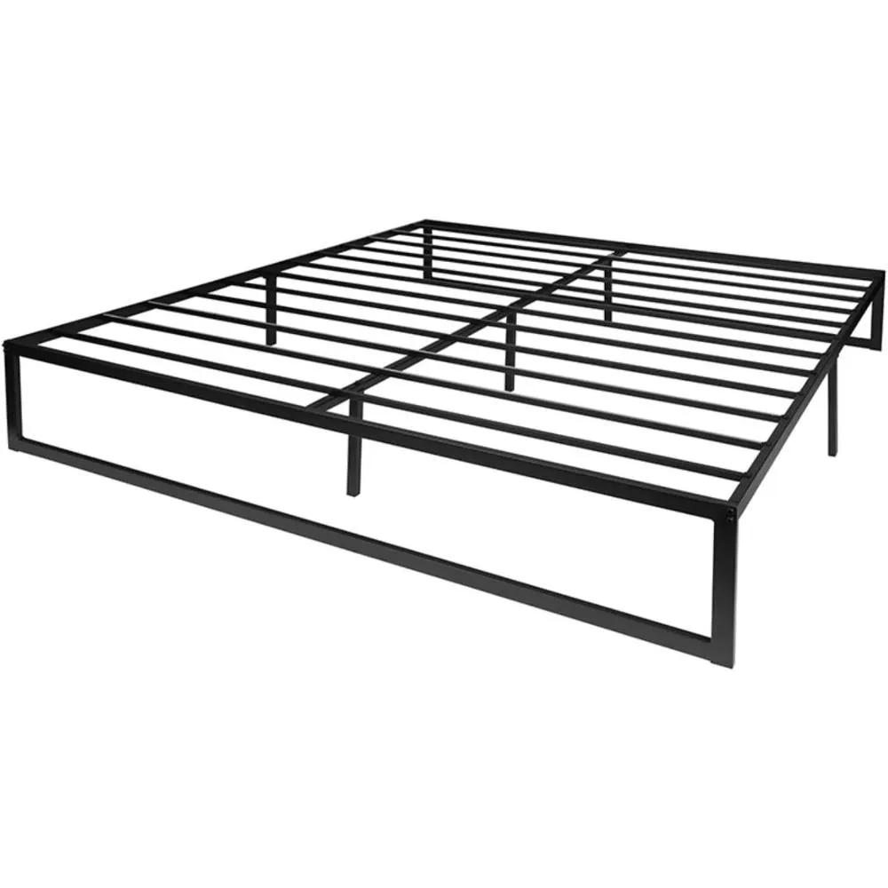 14 Inch High Heavy Duty Black Metal Platform Bed Frame