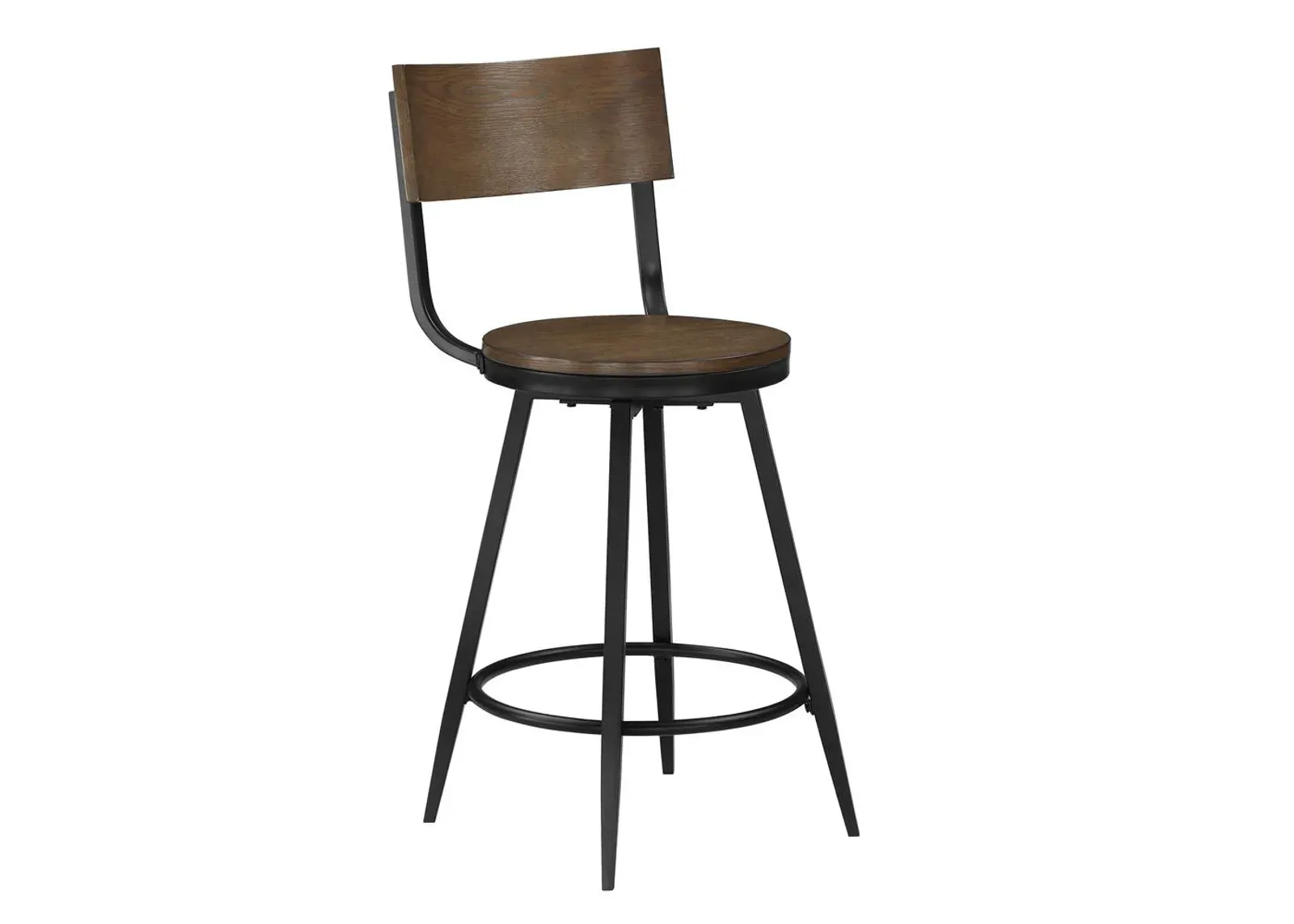 Dalia Brown Wood and Metal Swivel Stool