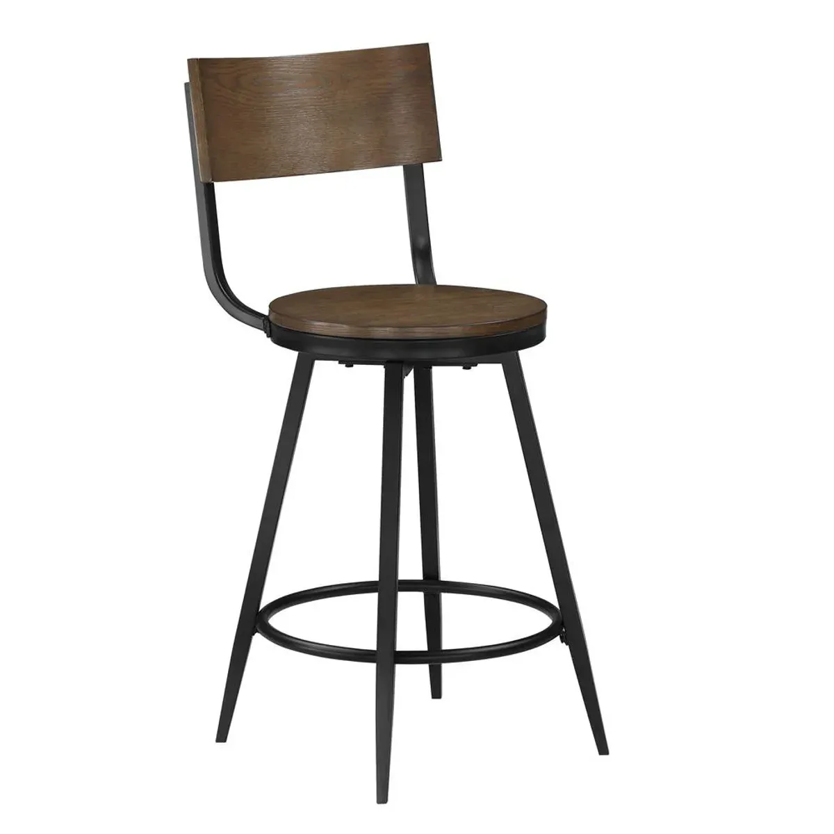 Dalia Brown Wood and Metal Swivel Stool