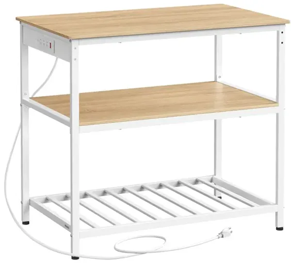 Space-Saving Kitchen Island with 3 Shelves for Practical Kitchen Organization