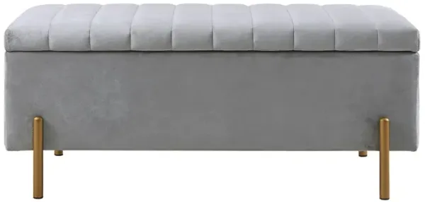 Gracie Mills Sephiran Quilted Storage Bench with Gold Legs