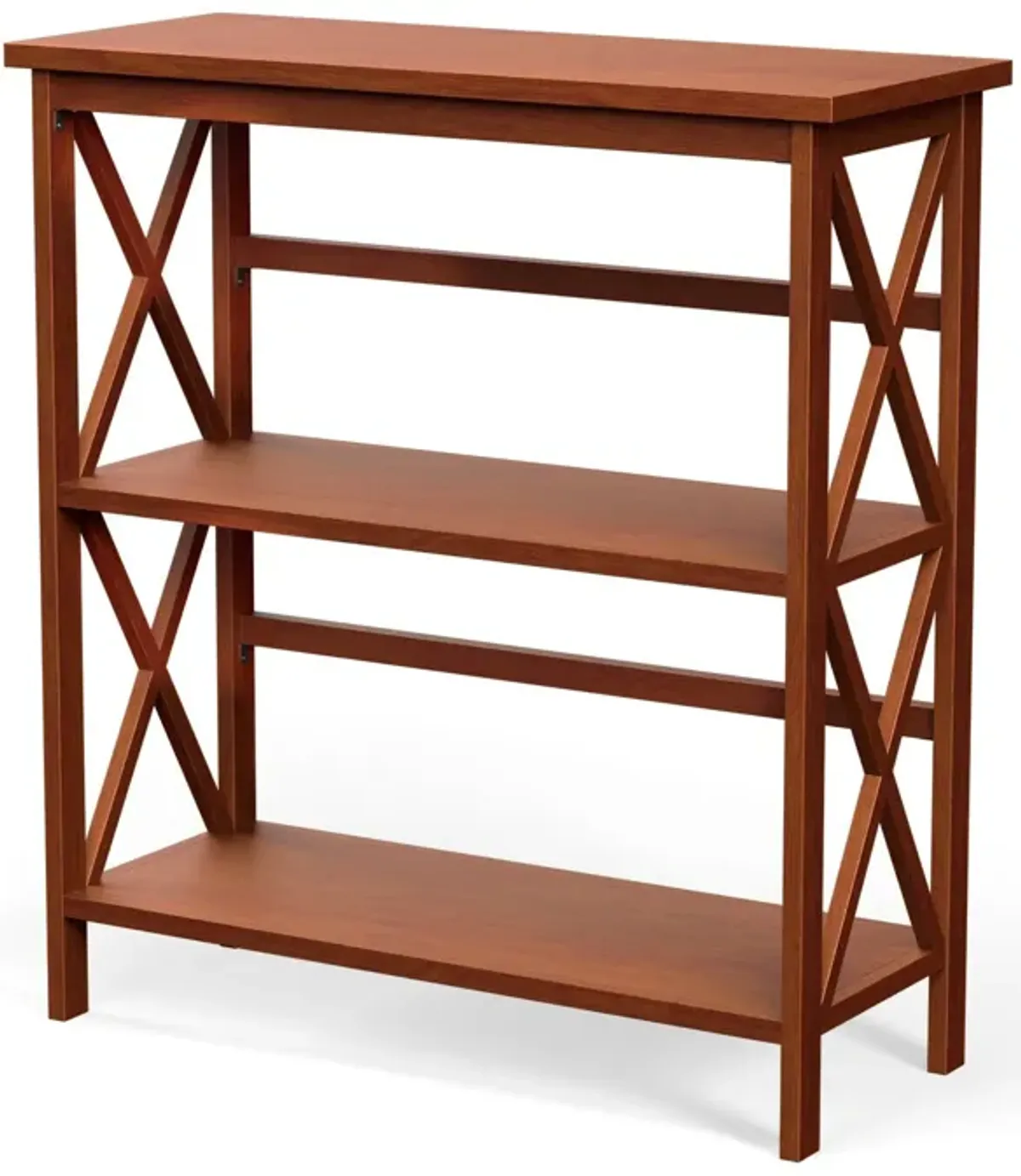 3-Tier Wooden Multi-Functional X-Design Etagere Storage Bookshelf