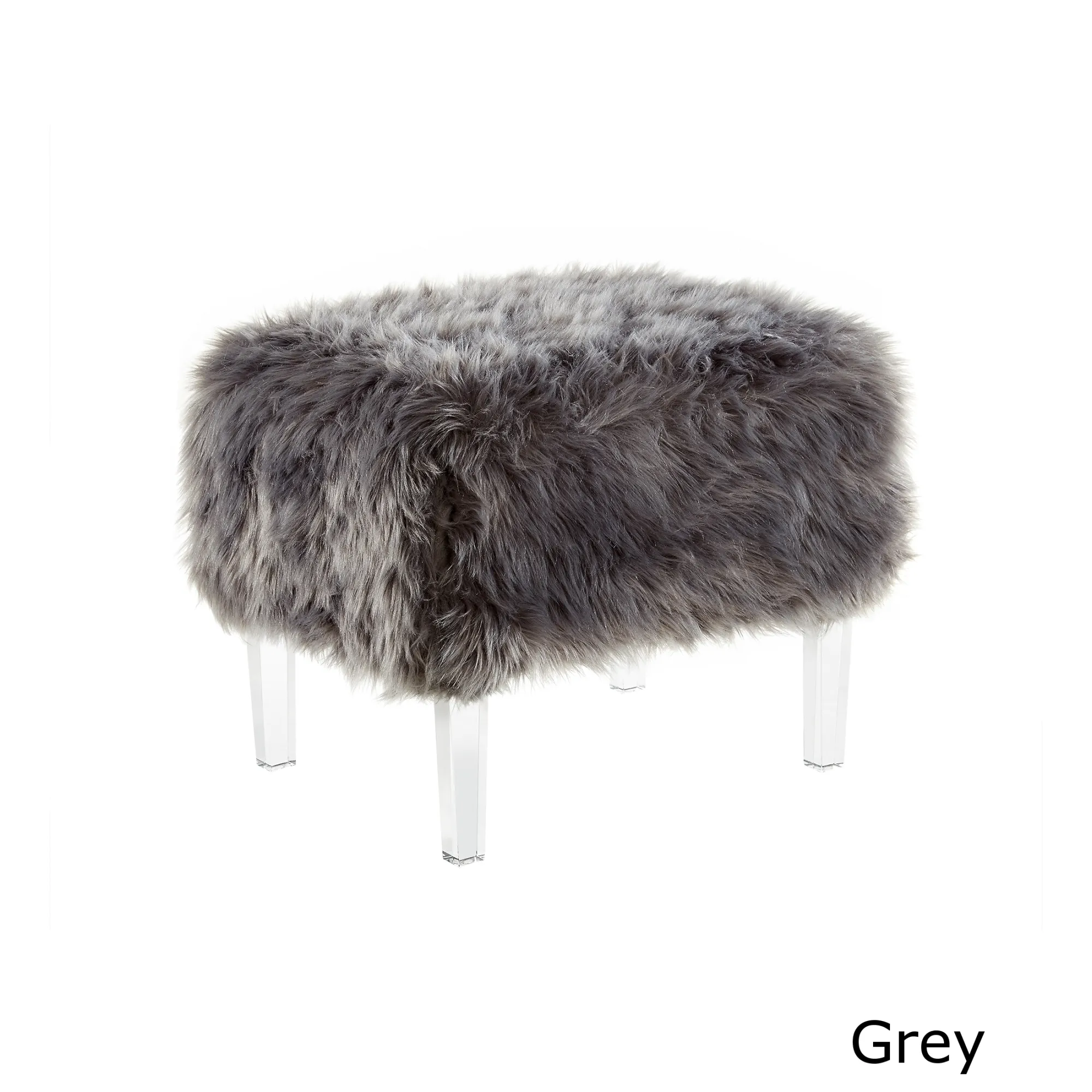 Inspired Home Wayne Faux Fur Ottoman