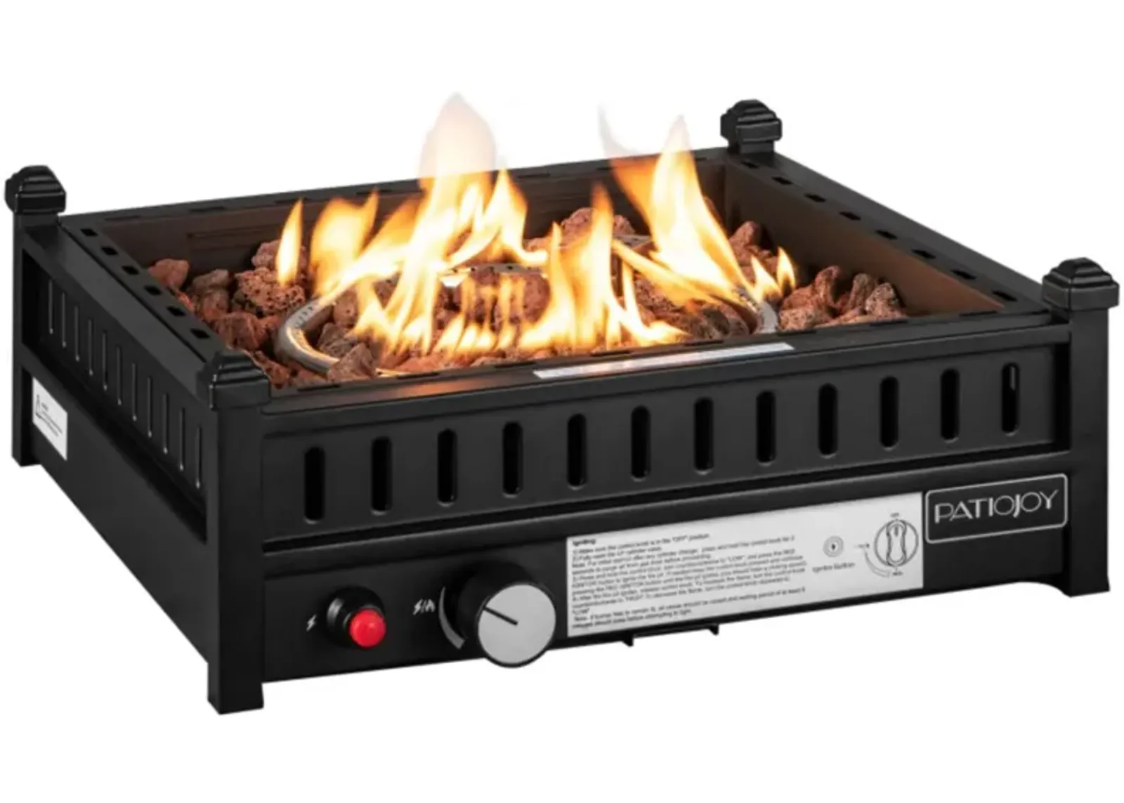 Hivvago 16.5 Inch Tabletop Propane Fire Pit with Simple Ignition System-Black