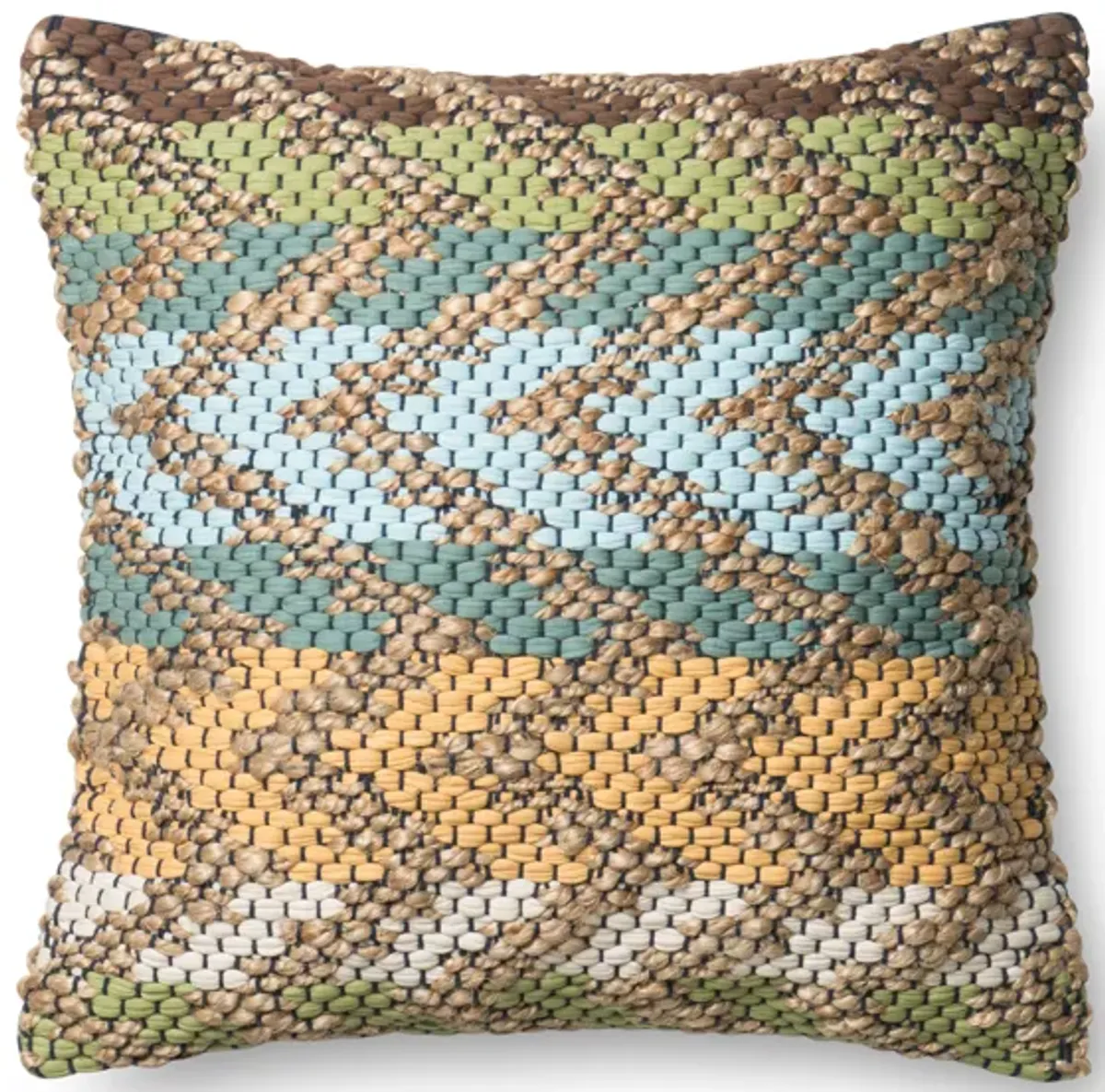P0330 Green/Multi 22"x22" Down Pillow