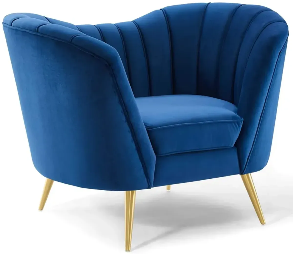 Modway Opportunity Channel Tufted Performance Velvet Accent Armchair in Navy