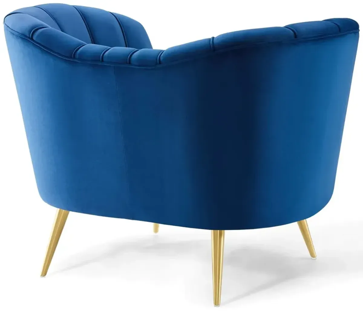 Modway Opportunity Channel Tufted Performance Velvet Accent Armchair in Navy