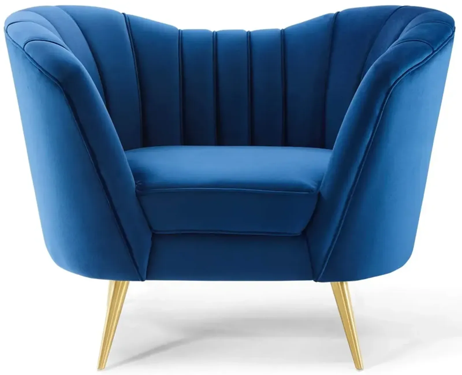 Modway Opportunity Channel Tufted Performance Velvet Accent Armchair in Navy