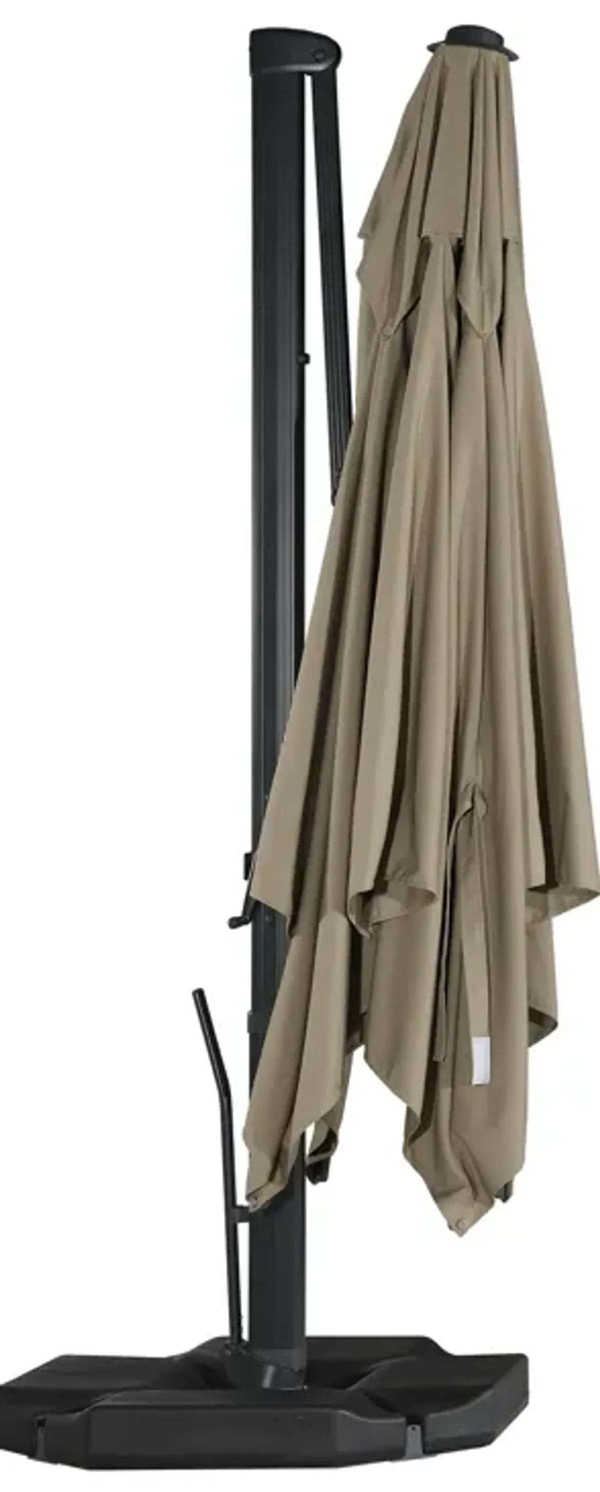 10x10 ft. 360°Rotation Square Cantilever Patio Umbrella with Bluetooth Speaker and LED Light in Taupe