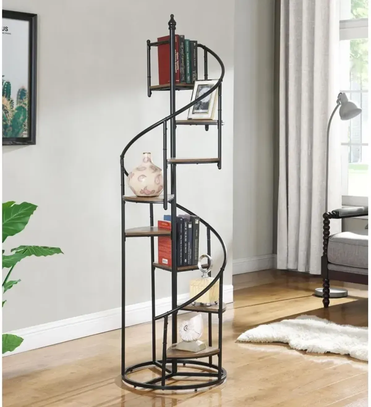 Coaster Co. of America Roseglen 8-shelf Staircase Bookcase Rustic Brown and Black