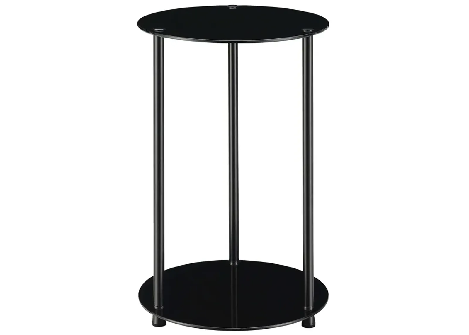 Convenience Concepts Designs2Go Classic 2-Tier Round End Table, 15.75" L x 15.75" W x 24" H, Black Glass