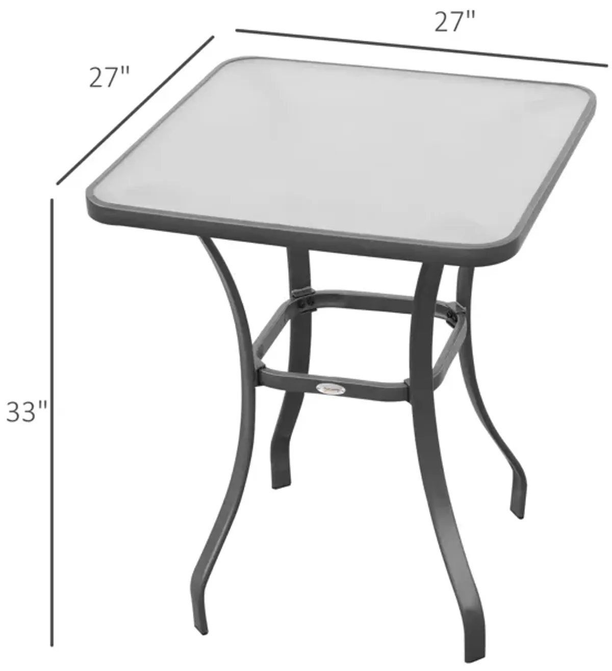 Outsunny 27" Square Bistro Table Garden Dining Table Outdoor Tempered Glass Table