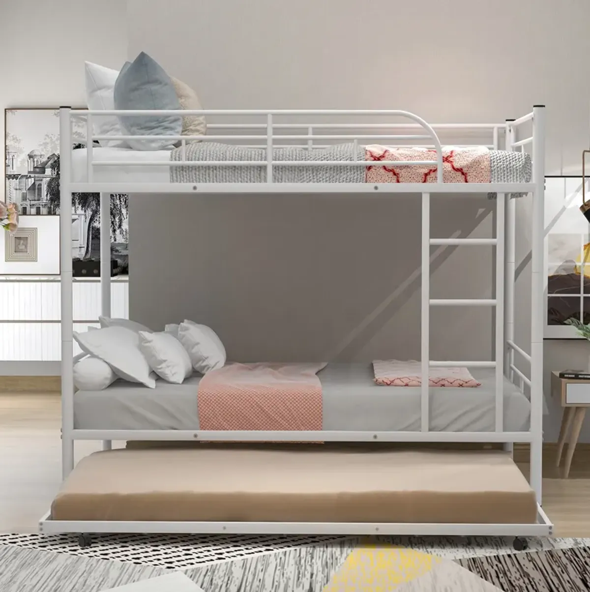 Merax Twin-Over-Twin Metal Bunk Bed With Trundle