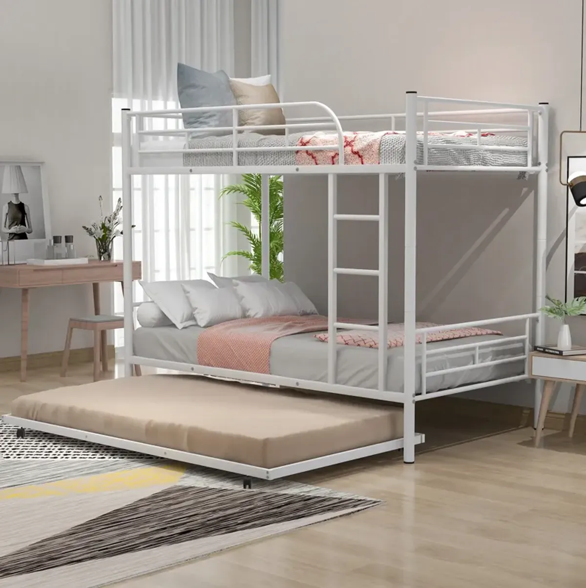 Merax Twin-Over-Twin Metal Bunk Bed With Trundle