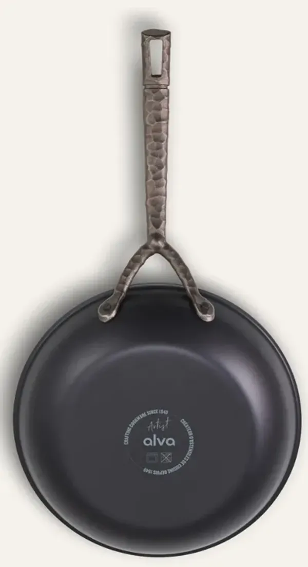 Alva Artist Carbon Steel Pan Pre-Seasoned with Natural Mineral Oil, Non Toxic Hammered Carbon Steel Nonstick Frying Pan Skillet for Searing Steak, Compatible with All Stovetops & Induction Safe