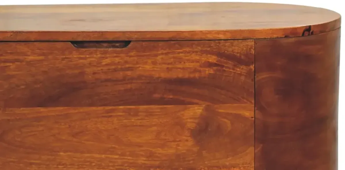 Solid Wood Chestnut Rounded Lid up Blanket Box